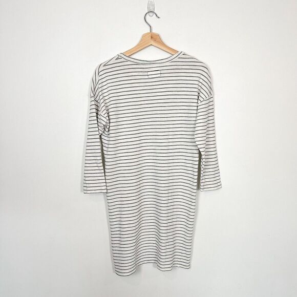 Current Elliott The Painter Tee Long Sleeve Dress Striped Cream 100% Cotton XS - Picture 4 of 9